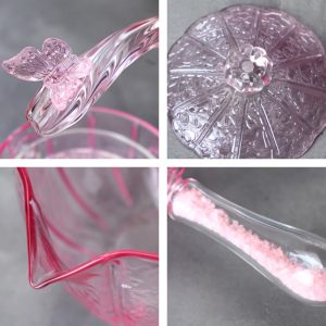 Creative Pink Crystal Heat Resistant Clear Milk And Flowering Tea Glasses Set For One