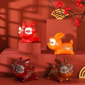 Creative Red And Yellow Color Changing Bunny Traditional Chinese Gongfu Tea Pet