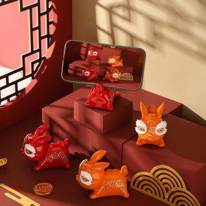 Creative Red And Yellow Color Changing Bunny Traditional Chinese Gongfu Tea Pet