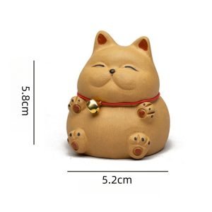 Cute Chinese Gongfu Tea Pet Lucky Fortune Yellow Fat Cat With Golden Bell For Good Meanig