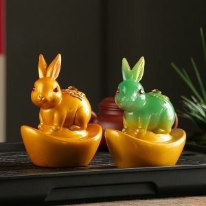 Cute Color Changing Ingot Bunny Resin Tea Pets For Sale Have Good Meaning