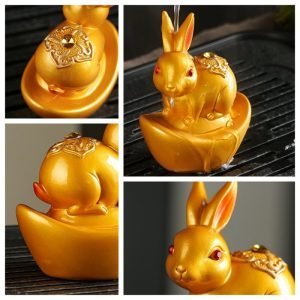Cute Color Changing Ingot Bunny Resin Tea Pets For Sale Have Good Meaning
