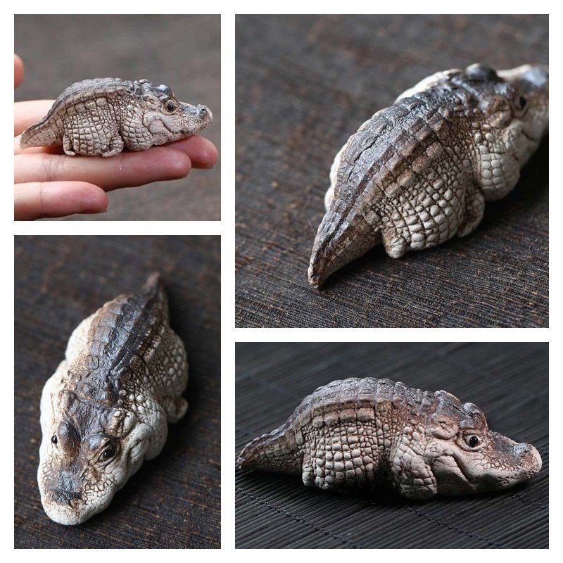 Cute Crouching Crocodile Traditional Zisha Tea Pet Chinese Desk Decoration For Sale Cute Crouching Crocodile Traditional Zisha Tea Pet Chinese Desk Decoration For Sale