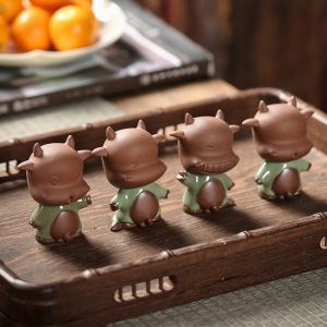 Cute Four Emotions Peeing Cow Yixing Purple Clay Gongfu Tea Ceremony Accessories Tea Pet