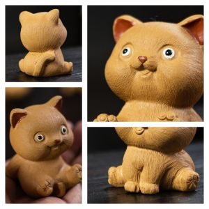 Cute Four Yellow Happy Fat Cats Tea Pets Gongfu Tea Accessories Desk Decoration For Sale