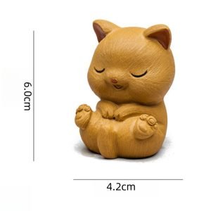 Cute Four Yellow Happy Fat Cats Tea Pets Gongfu Tea Accessories Desk Decoration For Sale
