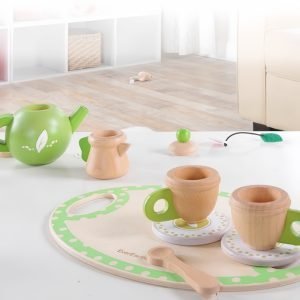 Cute Green Fresh Style Wooden Child Safe Pretend Afternoon Tea Party Set