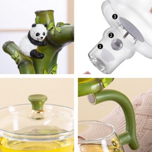 Cute Panda With Bamboo Theme Glass Semi-automatic Lazy Tea Set For Sale