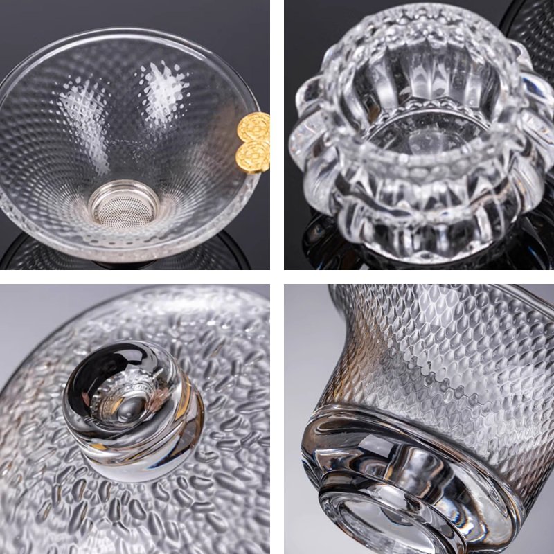 Dazzle And Hammered Pattern Heat Resistant Transparent Clear Glass Tea Sets For Adults Dazzle And Hammered Pattern Heat Resistant Transparent Clear Glass Tea Sets For Adults