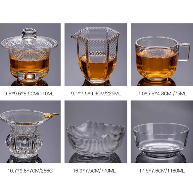 Dazzle And Hammered Pattern Heat Resistant Transparent Clear Glass Tea Sets For Adults Dazzle And Hammered Pattern Heat Resistant Transparent Clear Glass Tea Sets For Adults