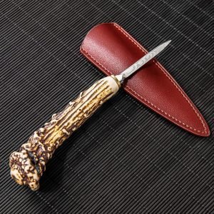 Deer Horn Shaped Red Sandalwood And Stainless Steel Vintage Tea Ceremony Knife