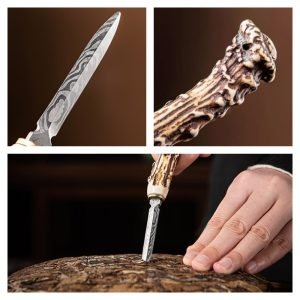 Deer Horn Shaped Red Sandalwood And Stainless Steel Vintage Tea Ceremony Knife
