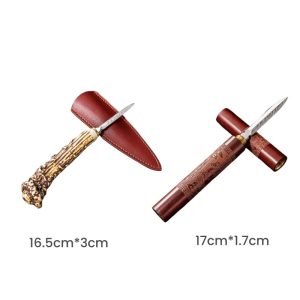 Deer Horn Shaped Red Sandalwood And Stainless Steel Vintage Tea Ceremony Knife