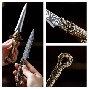 Dragon Theme Handmade Tactical Copper And Stainless Steel Tea Cake Knife For Sale