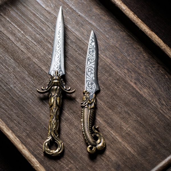 Dragon Theme Handmade Tactical Copper And Stainless Steel Tea Cake Knife For Sale