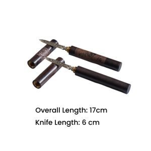 Dragon And Horse Pattern Traditional Blackwood And Damascus Steel Tea Ceremony Knife