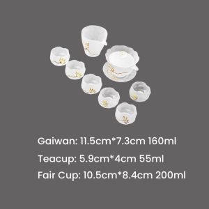 Elegant Antique Golden Lotus Heat Resistant Thick Frosted Glass Tea Set For Sale
