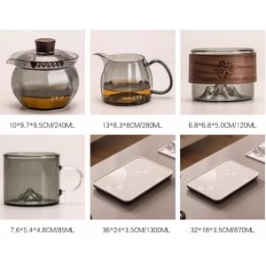 Elegant Grey High Borosilicate Transparent Clear Tea Glasses Set For Sale