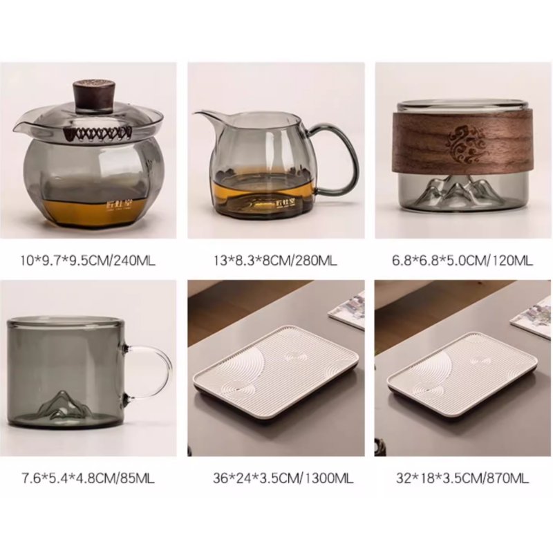 Elegant Grey High Borosilicate Transparent Clear Tea Glasses Set For Sale Elegant Grey High Borosilicate Transparent Clear Tea Glasses Set For Sale