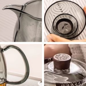 Elegant Grey High Borosilicate Transparent Clear Tea Glasses Set For Sale