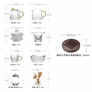 Elegant Hammered Vertical Stripes Transparent Tea Ceremony Set Glass For Sale