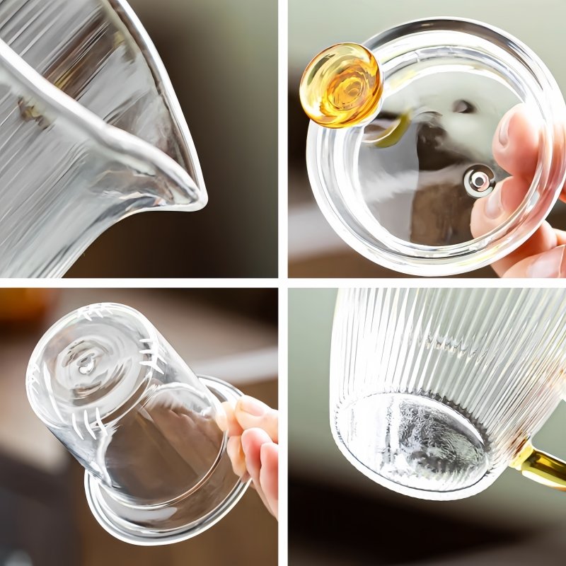 Elegant Hammered Vertical Stripes Transparent Tea Ceremony Set Glass For Sale Elegant Hammered Vertical Stripes Transparent Tea Ceremony Set Glass For Sale