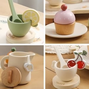 Fresh Style Wooden Cloud Theme Child Tea Set For Little Girls And Boys