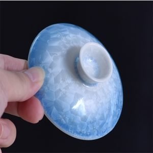 6.41fl Oz/190ml Crystalline Glaze Blue And White Gradient Porcelain Gaiwan