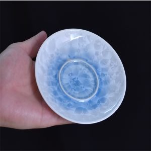 6.41fl Oz/190ml Crystalline Glaze Blue And White Gradient Porcelain Gaiwan