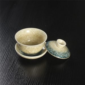 3.71fl Oz/110ml Crystalline Glaze Gradient Yellow Round Gaiwan
