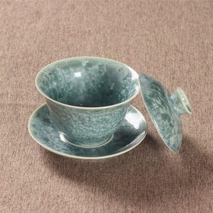 6.76fl Oz/200ml Crystalline Glaze Emerald Dark Green Ceramic Gaiwan