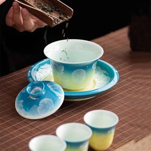 6.41fl Oz/190ml Crystalline Glaze Night Sky Jellyfish Gaiwan