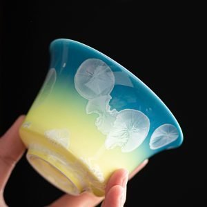 6.41fl Oz/190ml Crystalline Glaze Night Sky Jellyfish Gaiwan