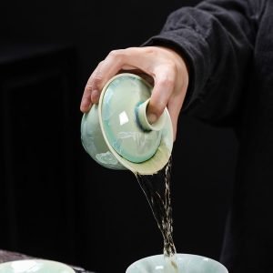 4.73fl Oz/140ml Crystalline Glaze Antique Chinese Ceramic Gaiwan