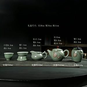 Ge Kiln Lotus Theme Crack Glaze Authentic Chinese Ceramic Tea Sets For Sale