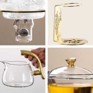 Golden Fish Theme Alloy And Glass Lazy Semi-automatic Tea Set For Sale
