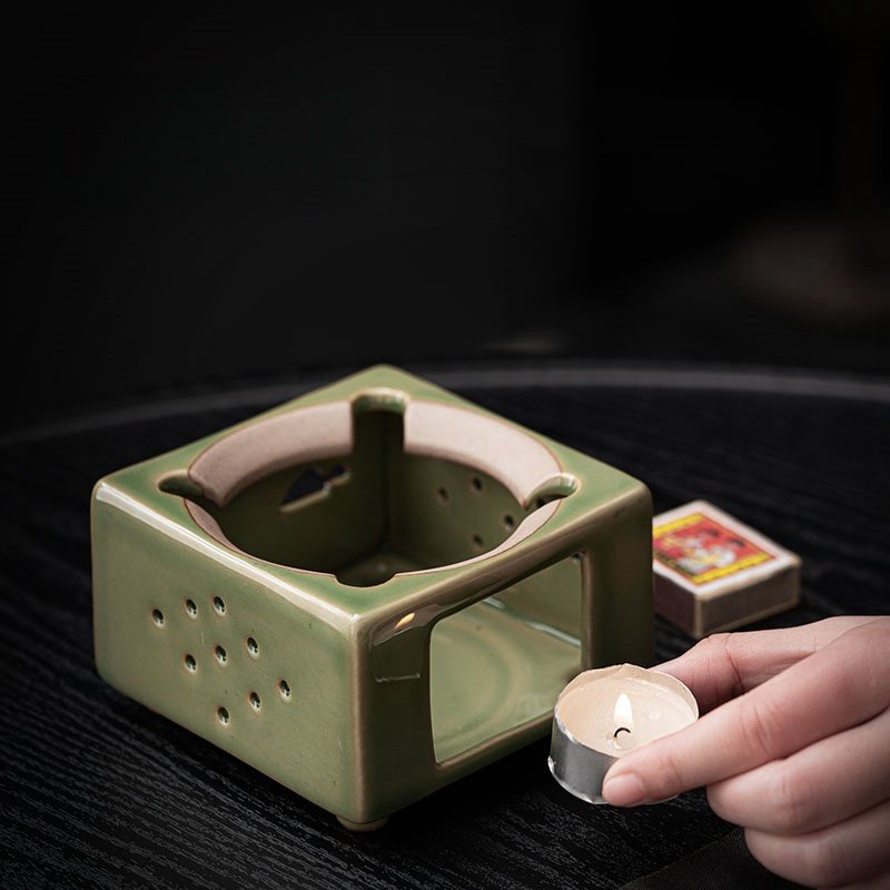 Green Square Shaped Ceramic Antique Tea Kettle Candle Warmer Green Square Shaped Ceramic Antique Tea Kettle Candle Warmer