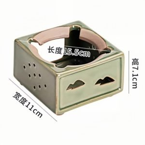 Green Square Shaped Ceramic Antique Tea Kettle Candle Warmer