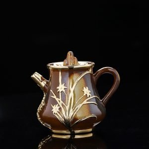 4.4 Fl Oz-5.1 Fl Oz Vintage Small Gold Inlaid Traditional Patterns Chinese Ceramic Tea Kettles