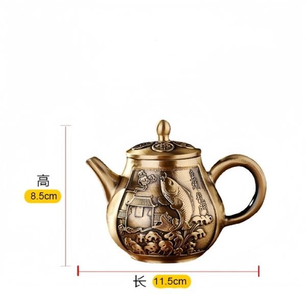 Hand Carved Sea Wave With Fish Pattern Antique Teapot For Sale