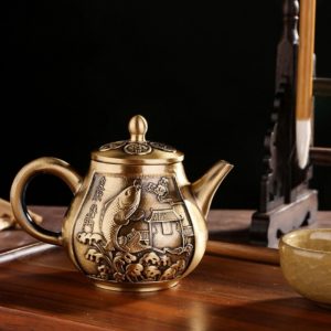 Hand Carved Sea Wave With Fish Pattern Antique Teapot For Sale