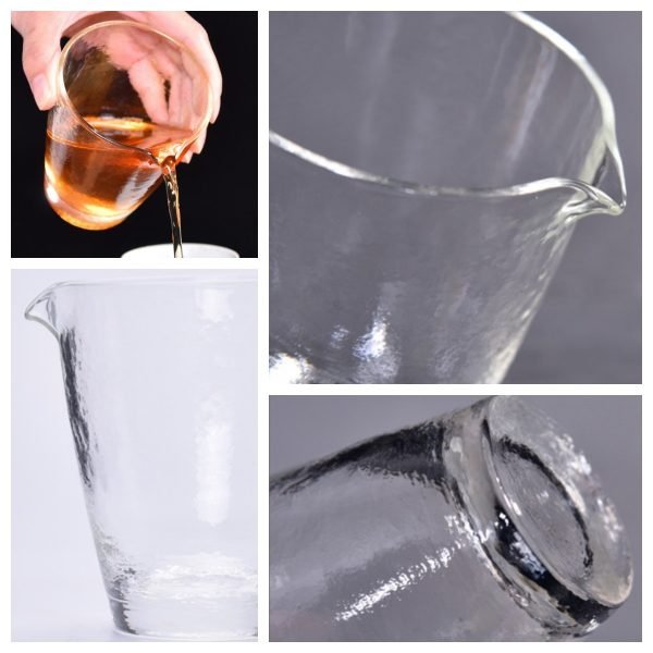 Handcraft Japanese Wave Pattern Round Clear Glass Heat-resisting Gong Dao Bei For Gongfu Tea Ceremony