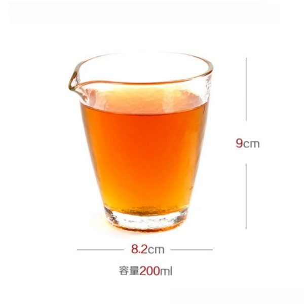 Handcraft Japanese Wave Pattern Round Clear Glass Heat-resisting Gong Dao Bei For Gongfu Tea Ceremony