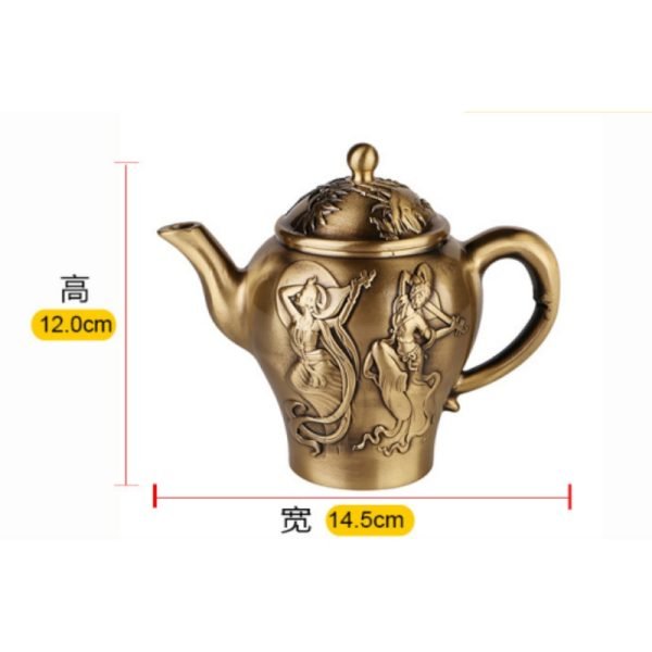 Handcrafted Exquisite Fairy Theme Vintage Brass Tea Kettle For Sale