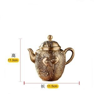 Handcrafted Luxurious Twin Peacocks Theme Exquisite Brass Teapot Antique