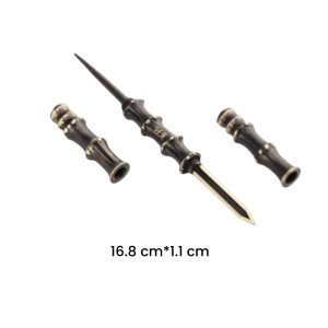 Handcrafted Traditional Dual-use Bamboo Joint Shaped Black Brass Tea Knife And Tea Needle