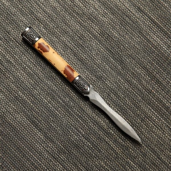 Handcrafted Wooden And Damascus Steel Ceremonial Pu-erh Tea Cake Knife
