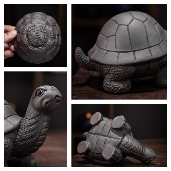 Handmade Chinese Tea Ceremony Tea Pet Clay Turtle With Turtle Shell Tea Infuser