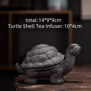 Handmade Chinese Tea Ceremony Tea Pet Clay Turtle With Turtle Shell Tea Infuser
