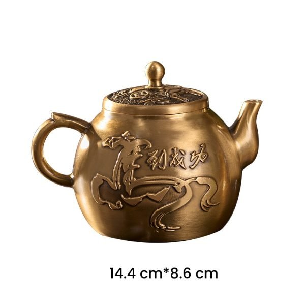 Handmade Embossed Galloping Horse Vintage Brass Tea Kettle Symbolic Success
